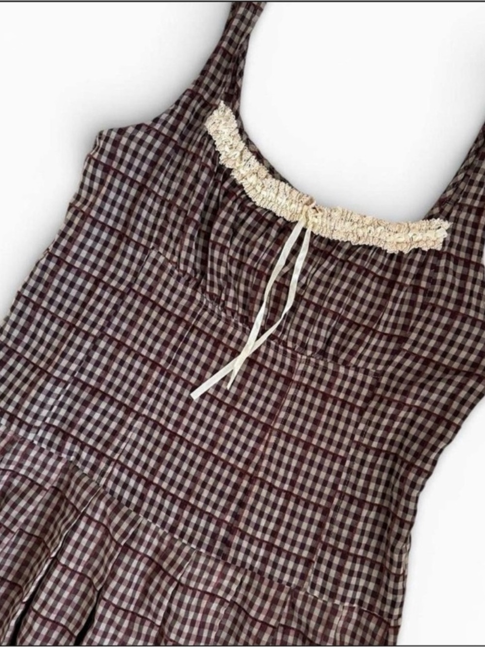 NWOT Gingham Milkmaid Mini Dress - Picture 4 of 6